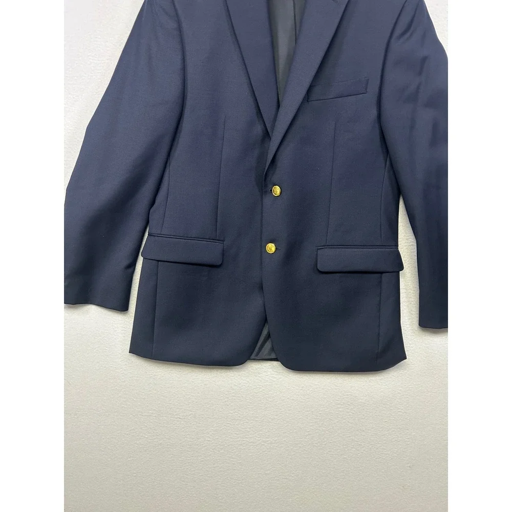 Preppy Lauren Ralph Lauren Mens 38 Navy Blue Wool Gold Button Blazer